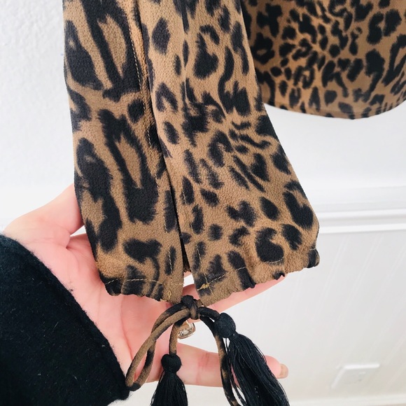 Olivaceous Leopard Print Blouse With Tassels - Picture 4 of 6